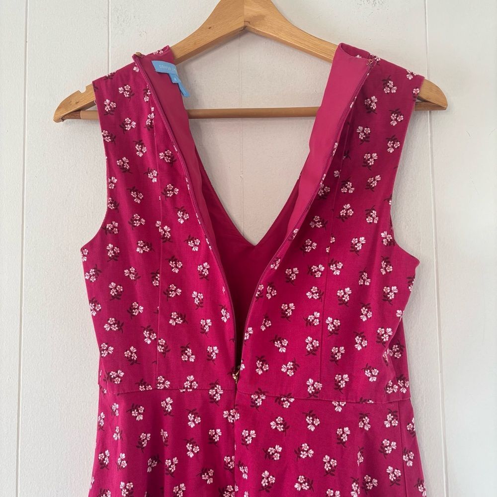 Draper James Cabernet Floral Love Circle Mini Dress Size 2 Pink Plunge V-Neck - Picture 4 of 13